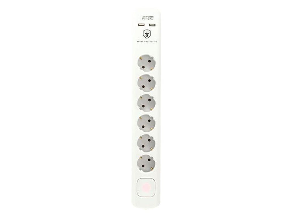 Home NVT 06K USB/WH 6 aljzat 1,4méter 3x1,5mm2 túlfeszültség védett USB-s elosztó