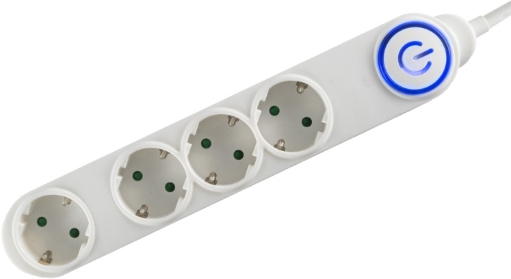 Home NV 04TK-5/WH/1,5 4 aljzat 5méter 3x1,5 mm2 fehér lábkapcsolós elosztó