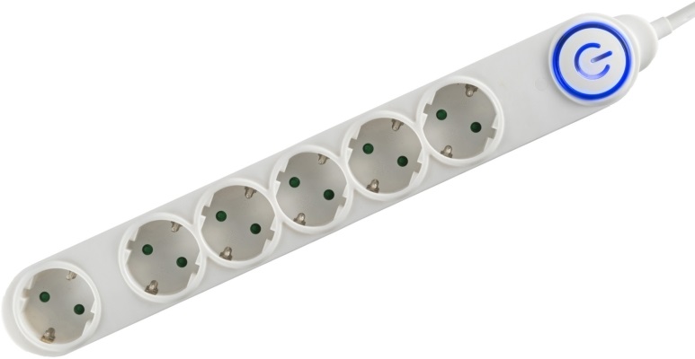 Home NV 06TK-5/WH/1,5 6 aljzat 5méter 3x1,5 mm2 fehér lábkapcsolós elosztó