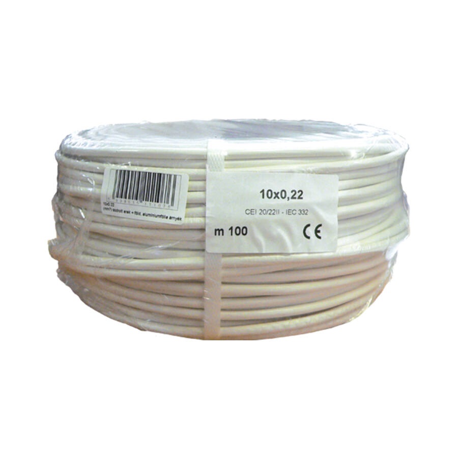 Honnor Security 10x0,22 biztech kábel, 10 eres, 0,22mm2 névleges keresztmetszet, sodrott réz erek, árnyékolt