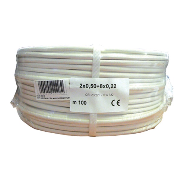 Honnor Security 2+8 eres, biztech kábel, 2x0,5mm2 és 8x0,22mm2 névleges keresztmetszetű, sodrott réz erek, árnyékolt