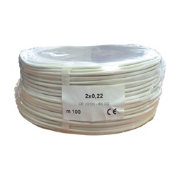 Honnor Security 2x0,22 biztech kábel, 2 eres, 0,22mm2 névleges keresztmetszet, sodrott réz erek, árnyékolt