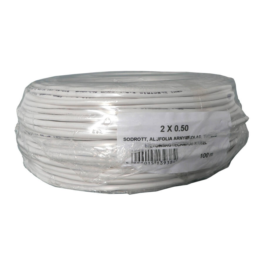 Honnor Security 2x0,5 biztech kábel, 2 eres, 0,5mm2 névleges keresztmetszet, sodrott réz erek, árnyékolt