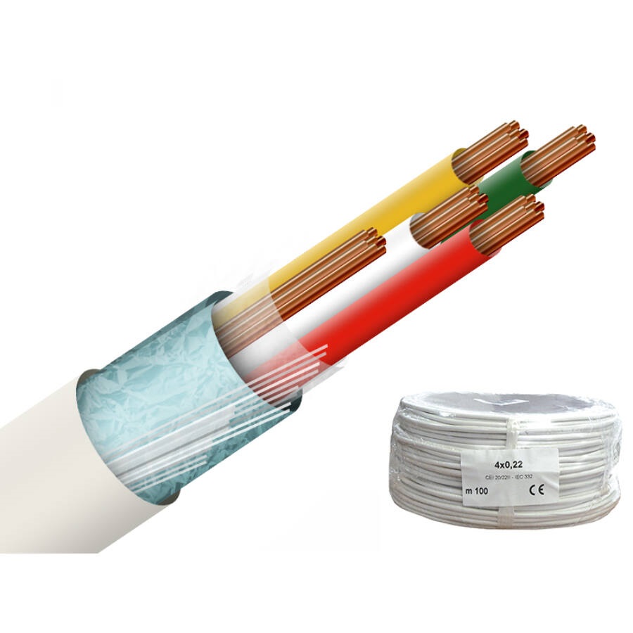 Honnor Security 4x0,22 biztech kábel, 4 eres, 0,22mm2 névleges keresztmetszet, sodrott réz erek, árnyékolt