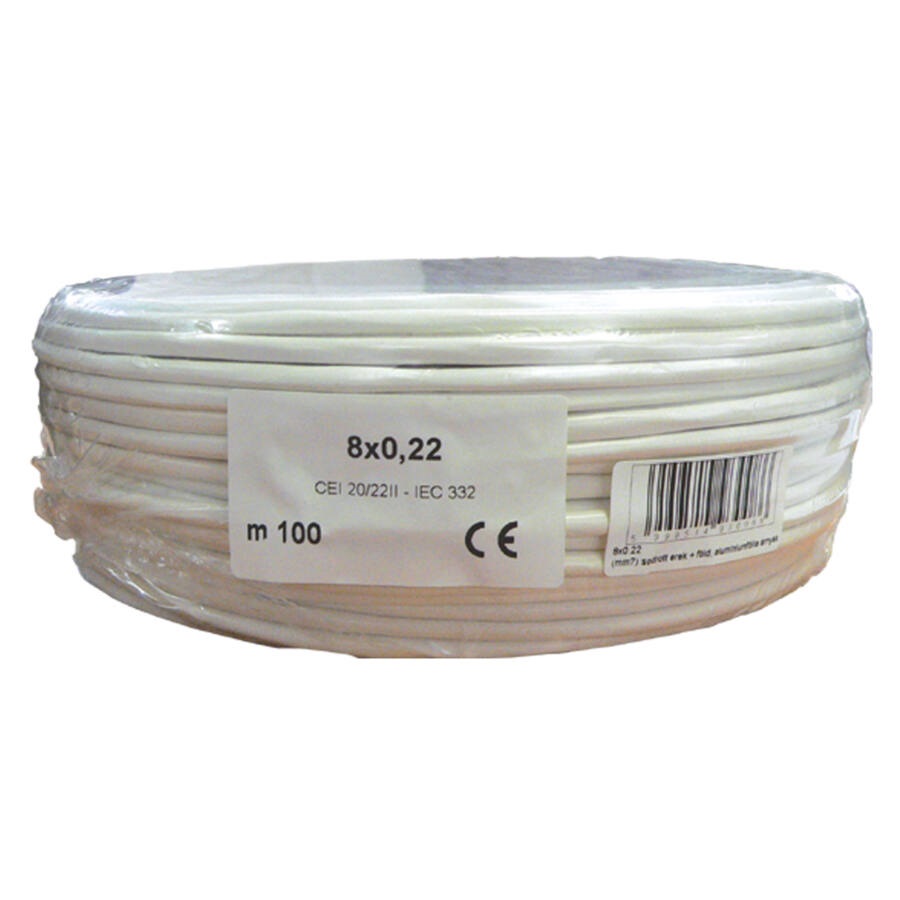 Honnor Security 8x0,22 biztech kábel, 8 eres, 0,22mm2 névleges keresztmetszet, sodrott réz erek, árnyékolt