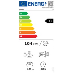 Hoover NDPEH9A3TCBEXS-S fehér, 9 kg, hőszivattyús, szárítógép (Újszerű)