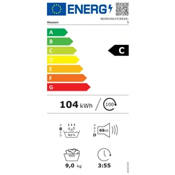 Hoover NDPEH9A3TCBEXS-S fehér, 9 kg, hőszivattyús, szárítógép