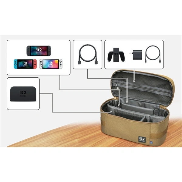 Hori Compact Carry All, Nintendo Switch 2, Official, Állítható rekesz, homokszínű konzol táska