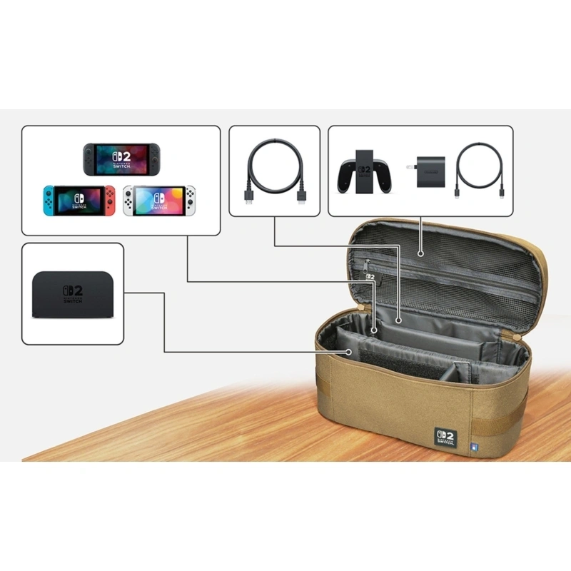 Hori Compact Carry All, Nintendo Switch 2, Official, Állítható rekesz, homokszínű konzol táska