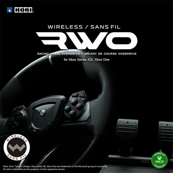 Hori Wireless Racing Wheel Overdrive, Xbox Series X|S, Xbox One, PC, vezeték nélküli, fekete kormány szett