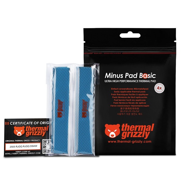 Hővezető lap Thermal Grizzly Minus Pad Basic - 120 x 20 x 2,0 mm, 4 db