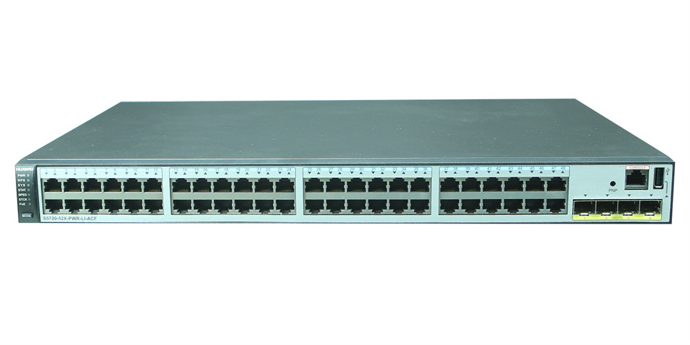Huawei S5720-52X-PWR-LI-ACF 48xGbE PoE+ LAN 4x10GbE SFP+ 740W PoE+ L3 menedzselhető switch