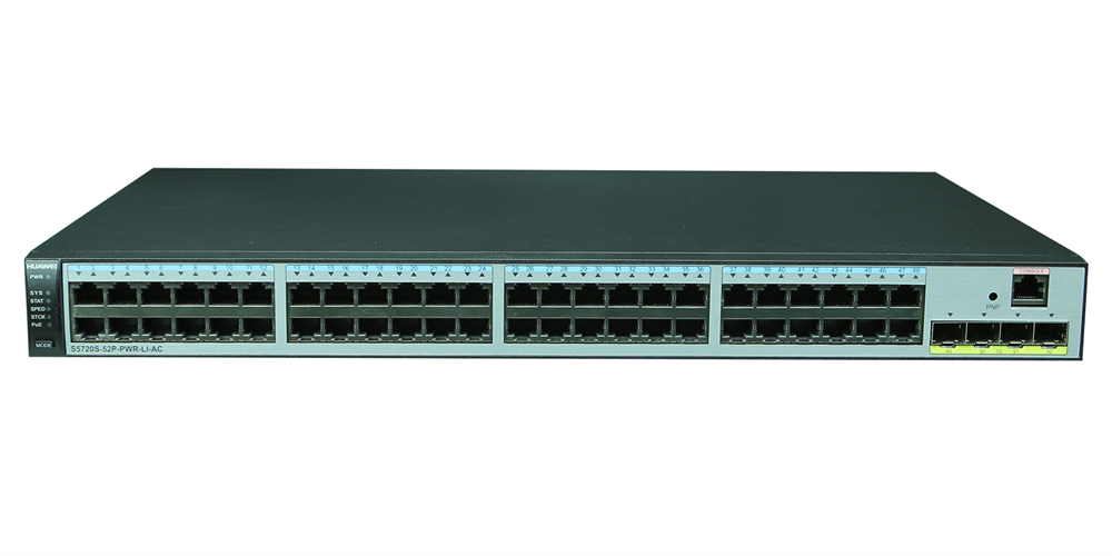 Huawei S5720S-52P-PWR-LI-AC 48GbE LAN 4xGbE SFP 370W PoE+ L3 menedzselhető switch