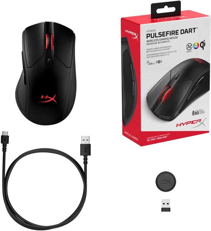 HyperX Pulsefire Dart vezeték nélküli fekete gamer egér