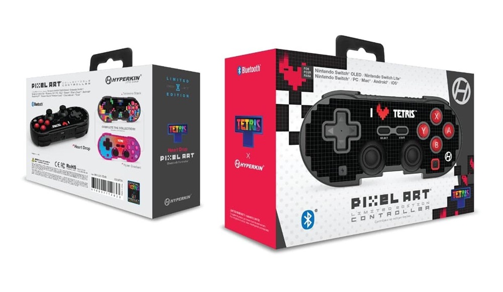 Hyperkin M01328-TEHD Pixel Art Tetris Nintendo Switch/PC/Mac/Android vezeték nélküli "Heart Drop" kontroller