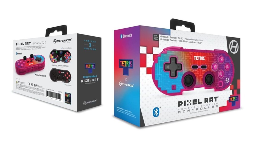 Hyperkin M01328-TEHG Pixel Art Tetris Nintendo Switch/PC/Mac/Android vezeték nélküli "Hyper Gradient" kontroller