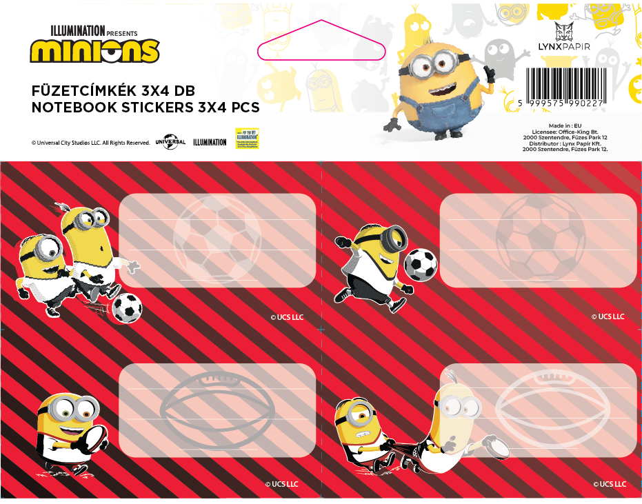 ICO Minions 4db/ív füzetcímke