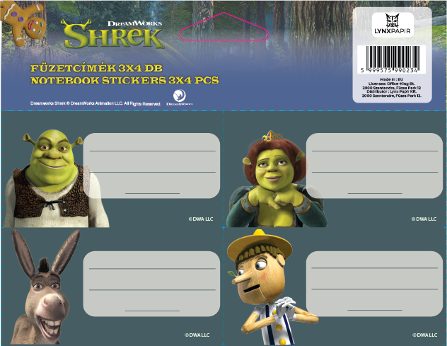 ICO Shrek 4db/ív füzetcímke