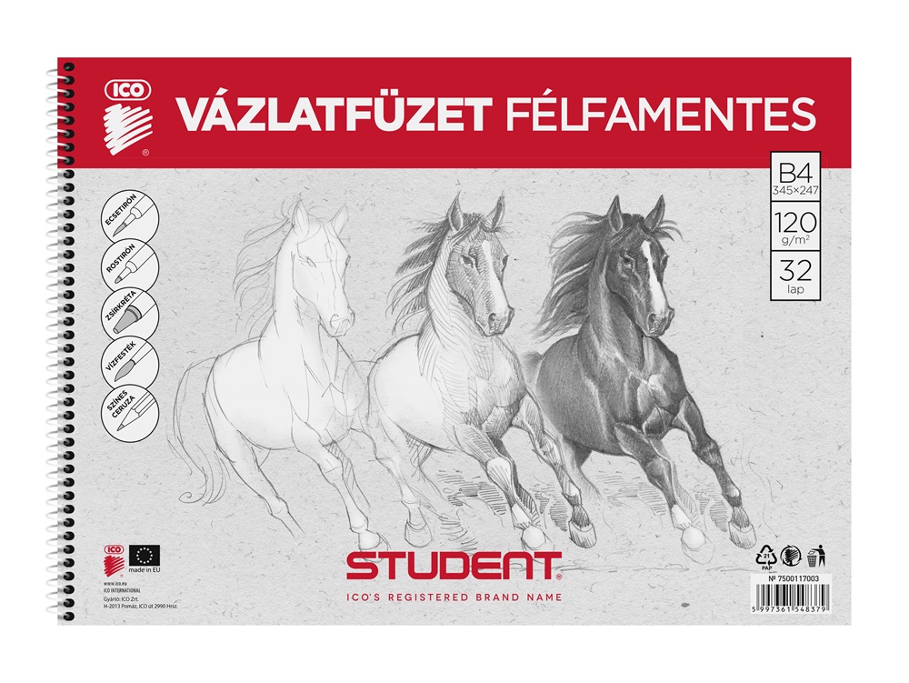 ICO Student B4 félfamentes vázlatfüzet