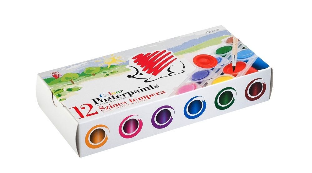 ICO Süni 25ml tégelyes 12 színű tempera készlet