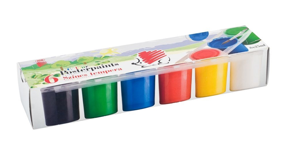ICO Süni 25ml tégelyes 6 színű tempera készlet