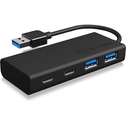 ICY BOX IB-HUB1426-U3 4-portos USB-C USB3.0 hub fekete