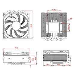 ID-Cooling CPU Cooler - IS-47S (Low profile, 17-35.8dB; max. 67,96 m3/h; 4pin csatlakozó, 4 db heatpipe, 9cm, PWM)