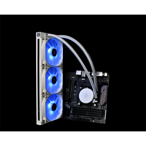 ID-Cooling CPU Water Cooler - AURAFLOW X 360 SNOW (18-35,2dB; max. 126,57 m3/h; 4pin csatlakozó, 3x12cm, PWM, RGB LED)