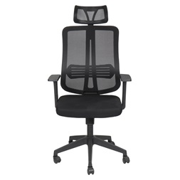 IRIS Office Felix fekete, ergonómikus, szövet-hálós irodai forgószék fejtámasszal