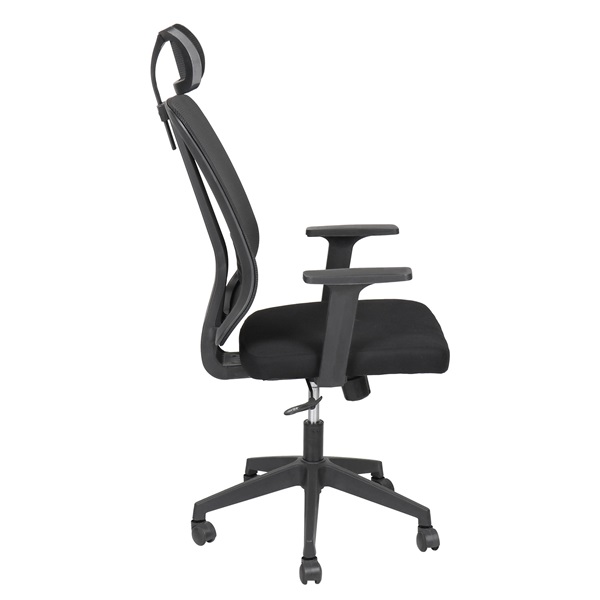 IRIS Office Felix fekete, ergonómikus, szövet-hálós irodai forgószék fejtámasszal