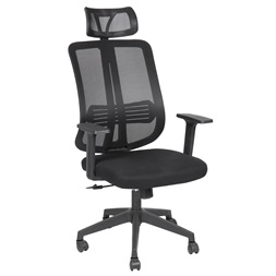 IRIS Office Felix fekete, ergonómikus, szövet-hálós irodai forgószék fejtámasszal