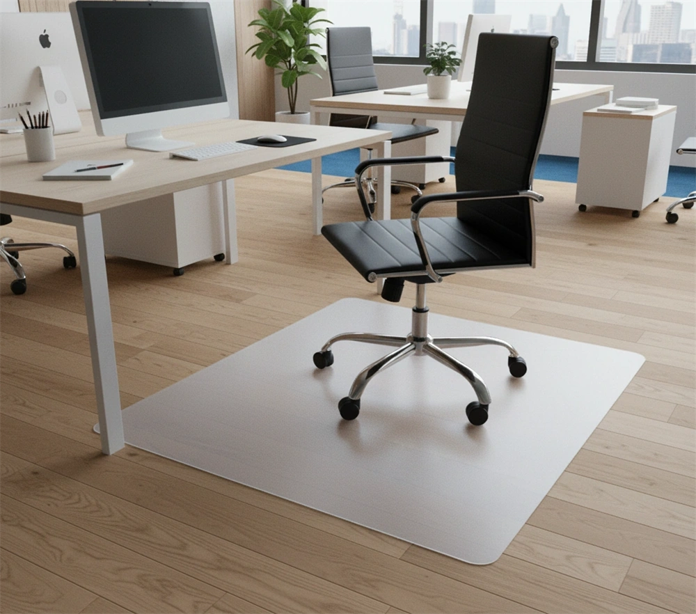 IRIS 100x140cm, 0,8mm vastag, áttetsző padlóvédő székalátét, kerekített sarkok, dobozban