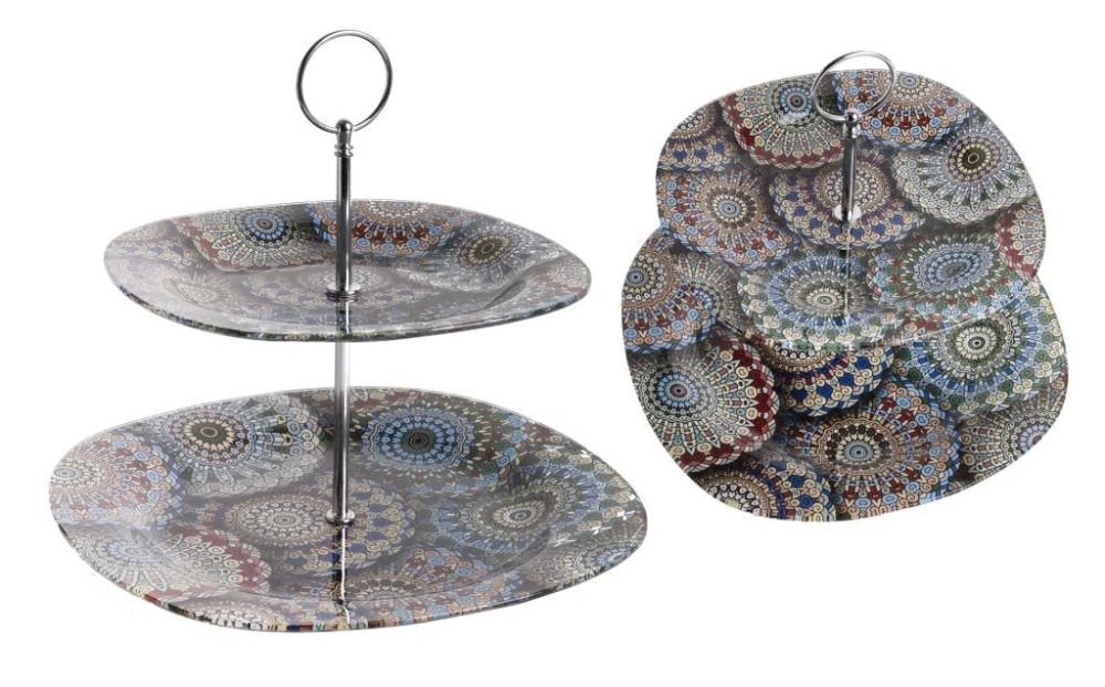 IRIS 2 szintes üveg sütikínáló mandala minta minta 20cm+25cm