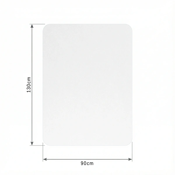 IRIS 90x130cm, 0,8mm vastag, áttetsző padlóvédő székalátét, kerekített sarkok, dobozban