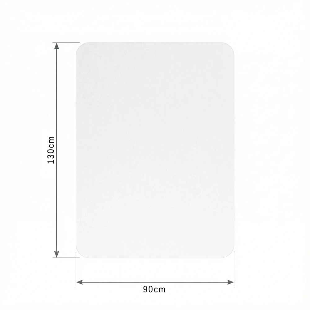 IRIS 90x130cm, 0,8mm vastag, áttetsző padlóvédő székalátét, kerekített sarkok, dobozban