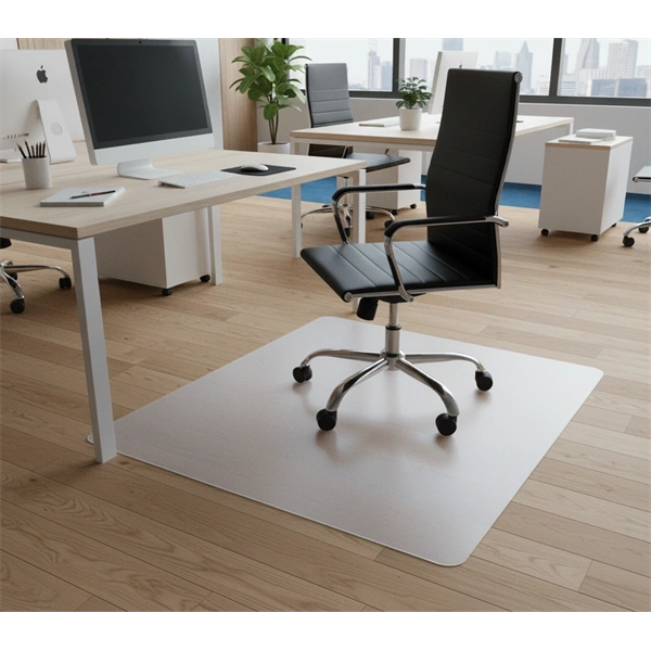 IRIS 90x130cm, 0,8mm vastag, áttetsző padlóvédő székalátét, kerekített sarkok, dobozban