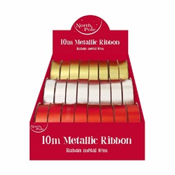 IRIS Ajándék kötöző szalag, dombornyomott, 10m, vegyes színekben, arany, ezüst, piros