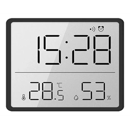 IRIS DC-111-B hőmérséklet és páratartalom kijelzéssel, ébresztő funkcióval fekete digitális óra