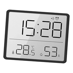 IRIS DC-111-B hőmérséklet és páratartalom kijelzéssel, ébresztő funkcióval fekete digitális óra