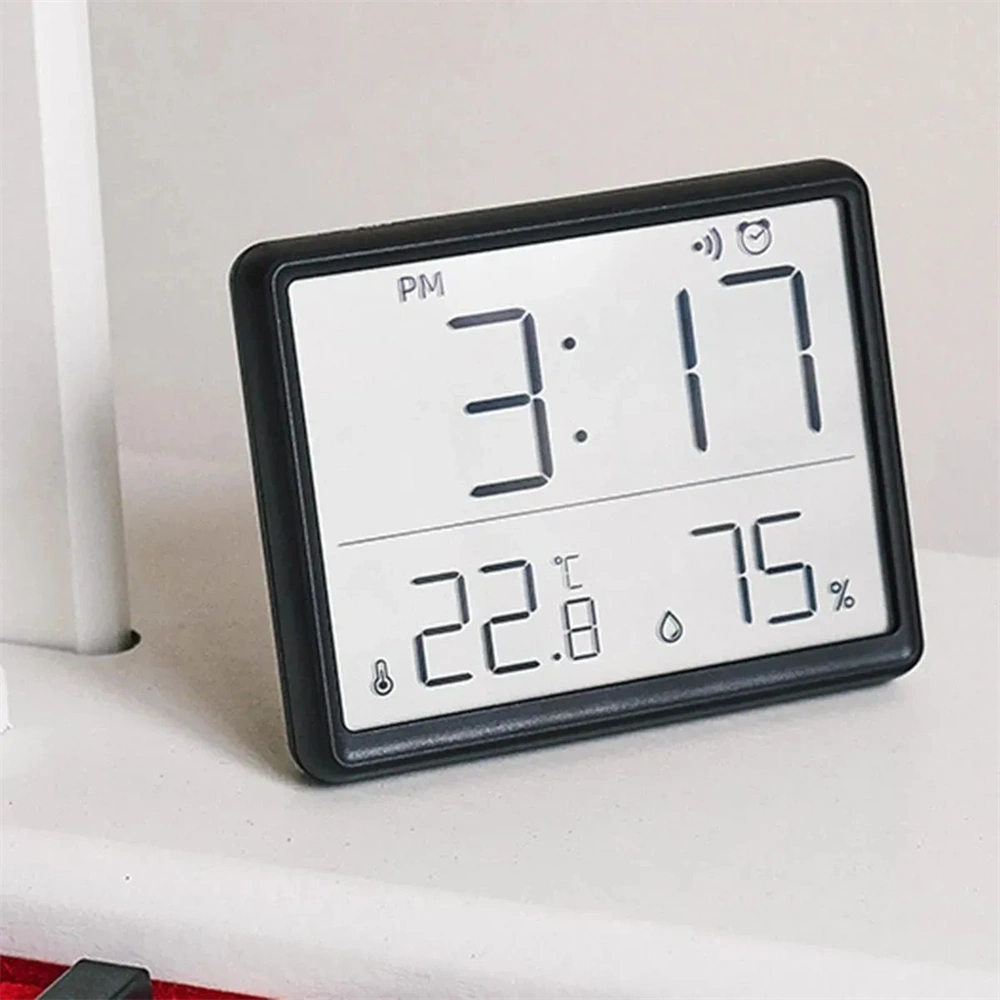 IRIS DC-111-B hőmérséklet és páratartalom kijelzéssel, ébresztő funkcióval fekete digitális óra