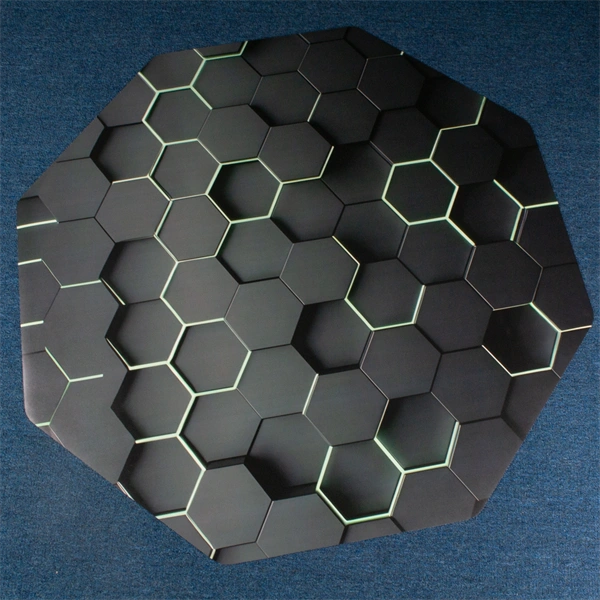 IRIS GAMER 3D HEXAGON  118x118cm, 2mm vastag, hatszög mintás szögletes padlóvédő székalátét