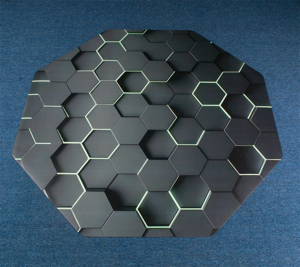 IRIS GAMER 3D HEXAGON  118x118cm, 2mm vastag, hatszög mintás szögletes padlóvédő székalátét