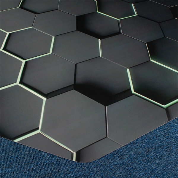 IRIS GAMER 3D HEXAGON  118x118cm, 2mm vastag, hatszög mintás szögletes padlóvédő székalátét