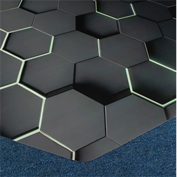 IRIS GAMER 3D HEXAGON  118x118cm, 2mm vastag, hatszög mintás szögletes padlóvédő székalátét