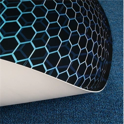 IRIS GAMER BLUE HEXAGON 120cm átmérőjű, 2mm vastag, hatszög mintás kerek padlóvédő székalátét