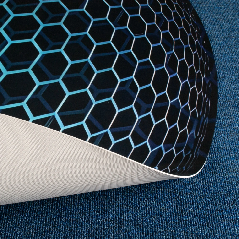 IRIS GAMER BLUE HEXAGON 120cm átmérőjű, 2mm vastag, hatszög mintás kerek padlóvédő székalátét