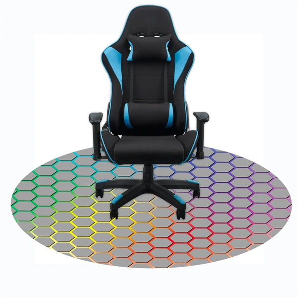 IRIS GAMER RAINBOW HEXAGON 120cm átmérőjű, 2mm vastag, hatszög mintás kerek padlóvédő székalátét