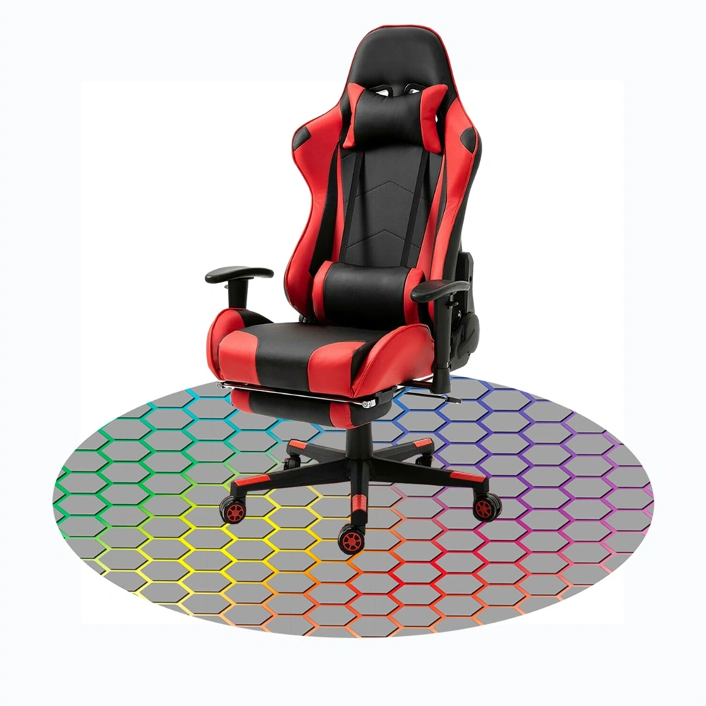 IRIS GAMER RAINBOW HEXAGON 120cm átmérőjű, 2mm vastag, hatszög mintás kerek padlóvédő székalátét
