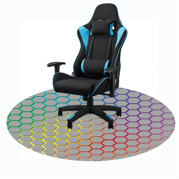 IRIS GAMER RAINBOW HEXAGON 120cm átmérőjű, 2mm vastag, hatszög mintás kerek padlóvédő székalátét