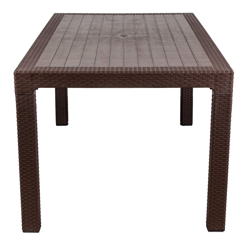 IRIS GF-210BR ECO barna műanyag kerti asztal rattan 90x150cm (Újszerű)
